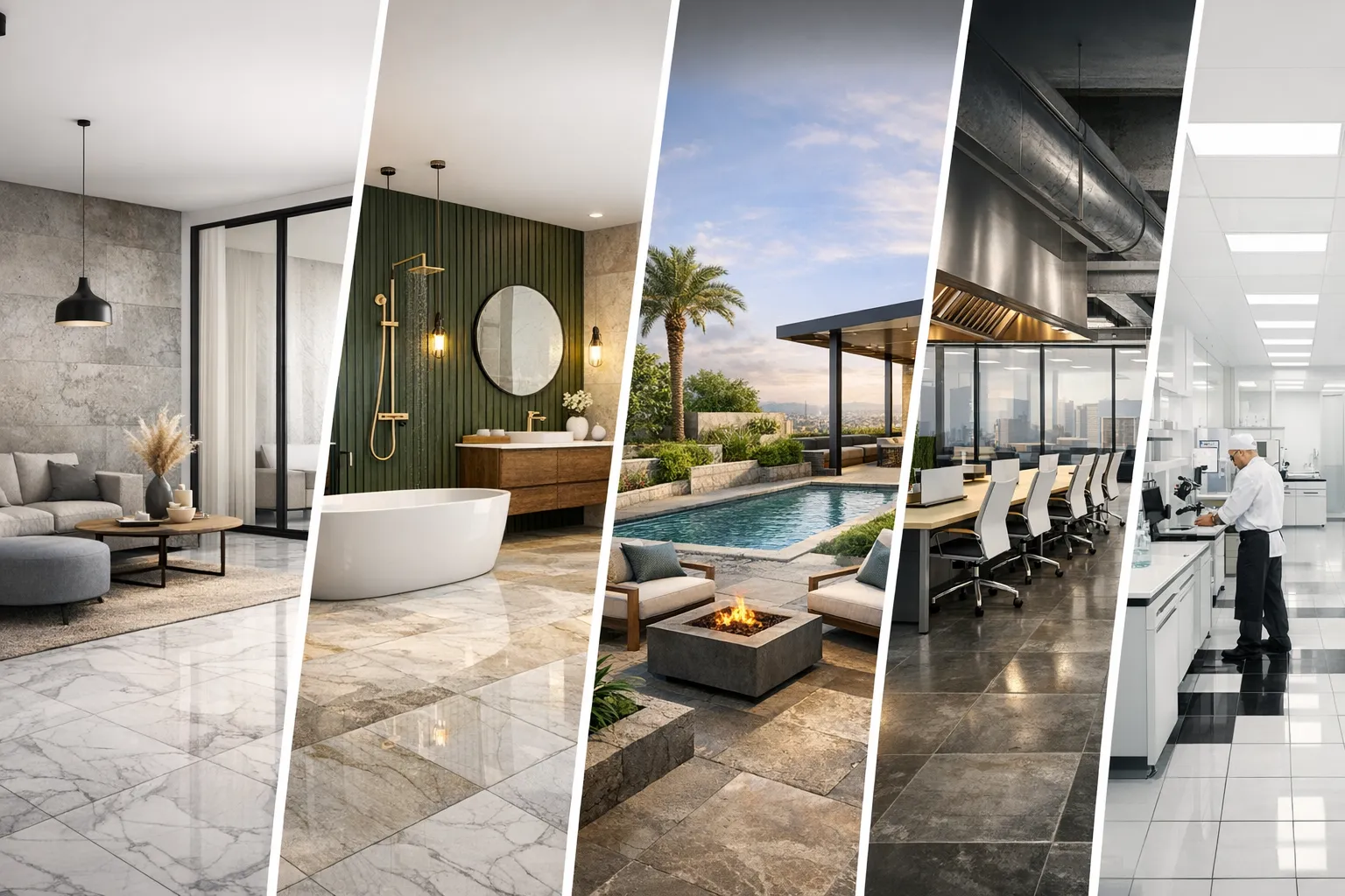 Variety of tile installation spaces